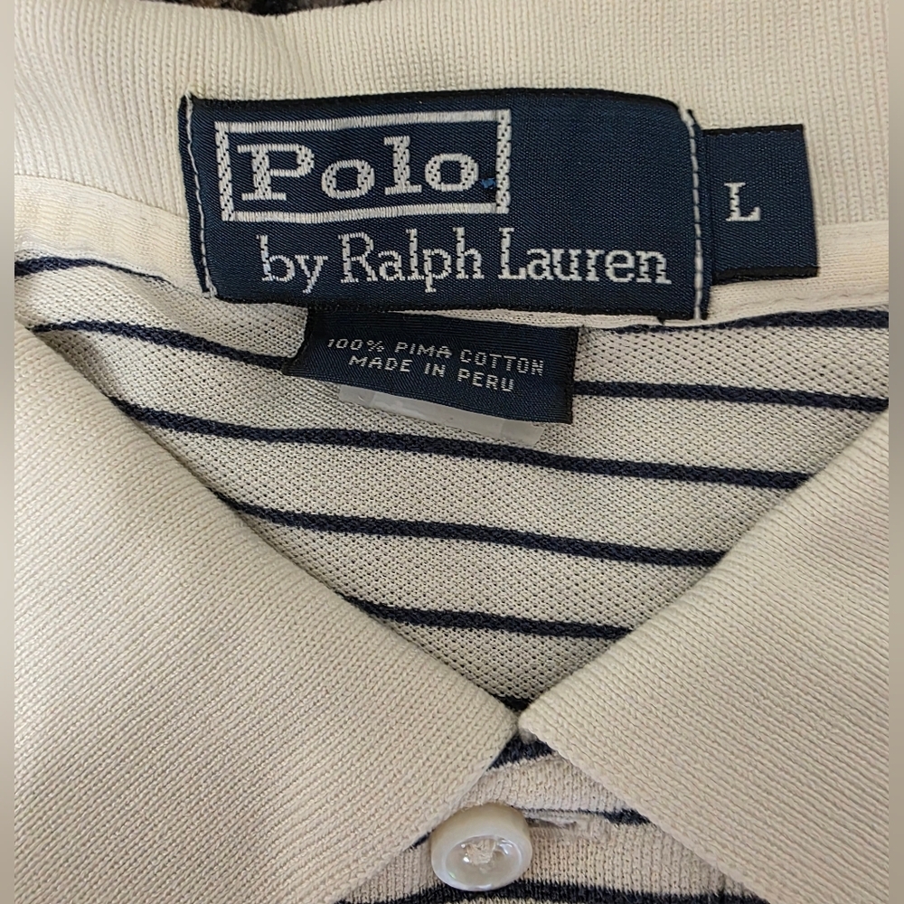 Ralph Lauren White and Black Striped Polo - Picture 4 of 5